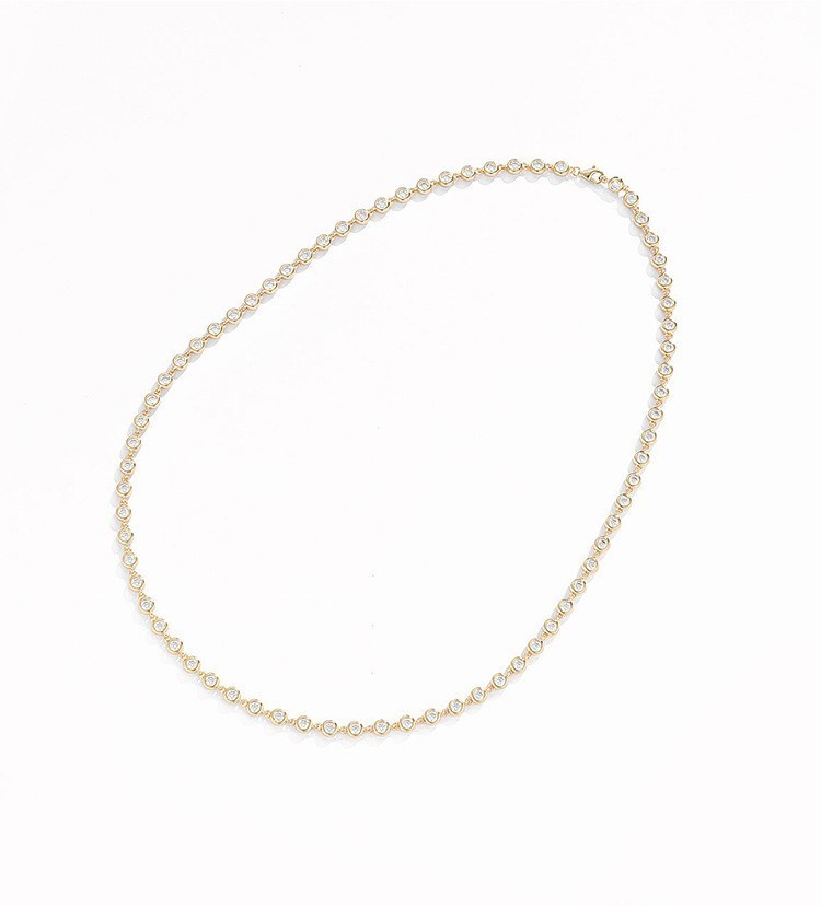 3-4mm Moissanite Tennis Chain Necklace 925 Sterling Silver Elegant Lady Jewelry