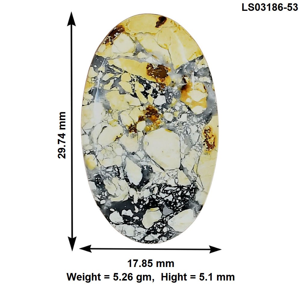 Natural Maligano Jasper 29.74×17.85×5.1 mm Oval Polished Gemstone LS03186-53