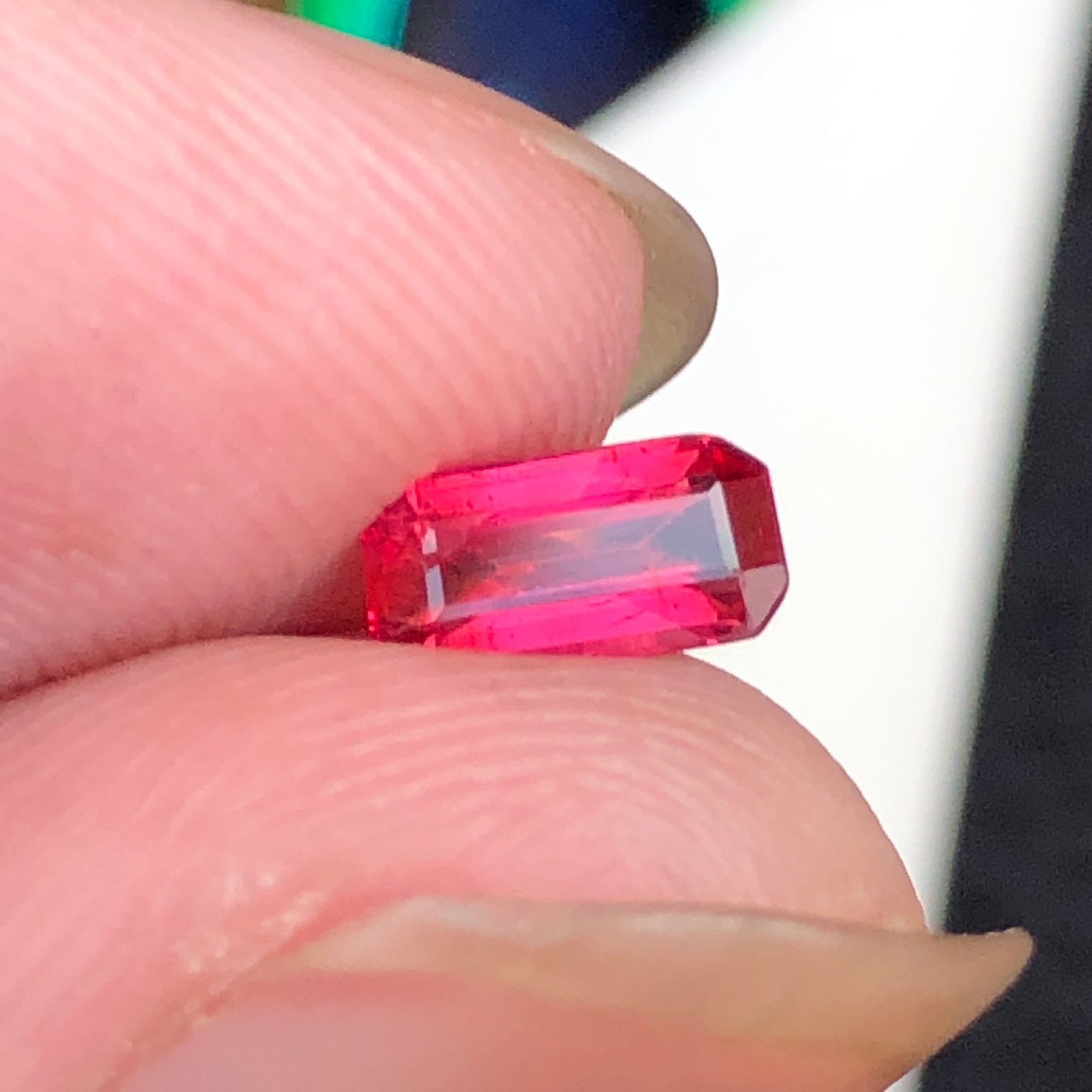 0.57 Carat Natural Emerald Cut Pinkish Red Spinel Loose Gemstone From Burma