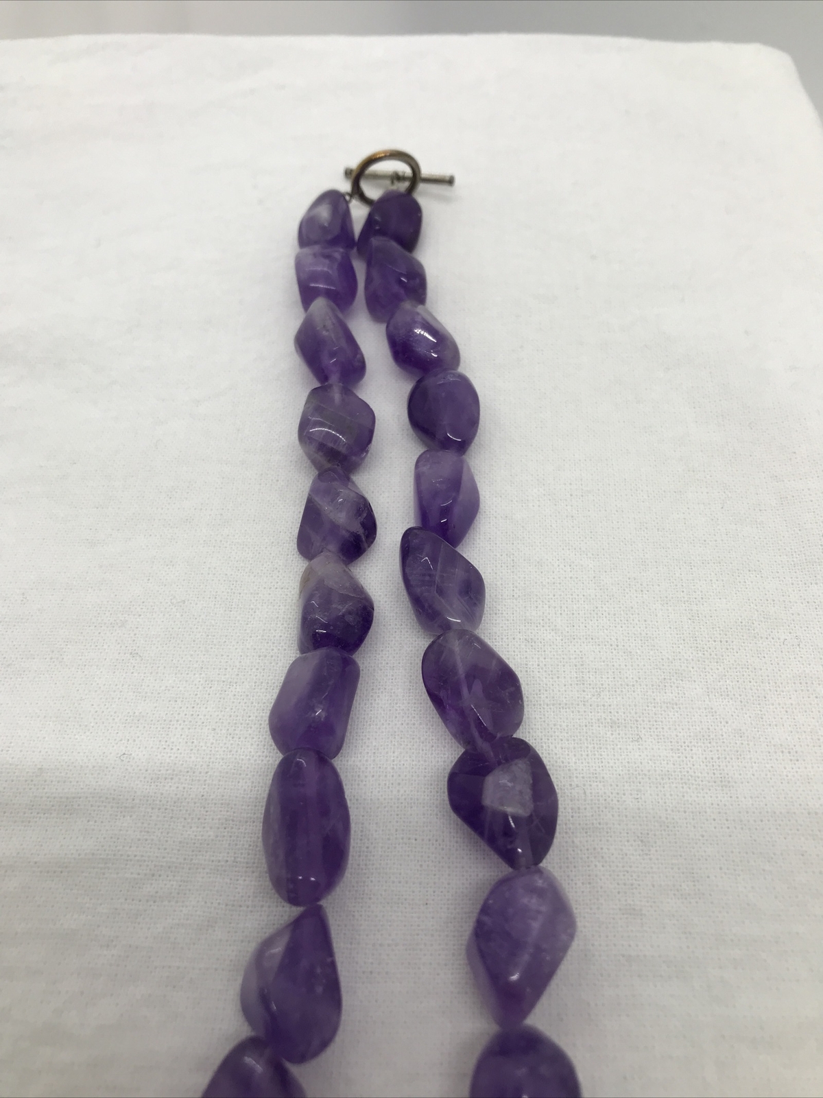 Vintage Sterling Silver Natrual Amethyst Stones 16″ Necklace