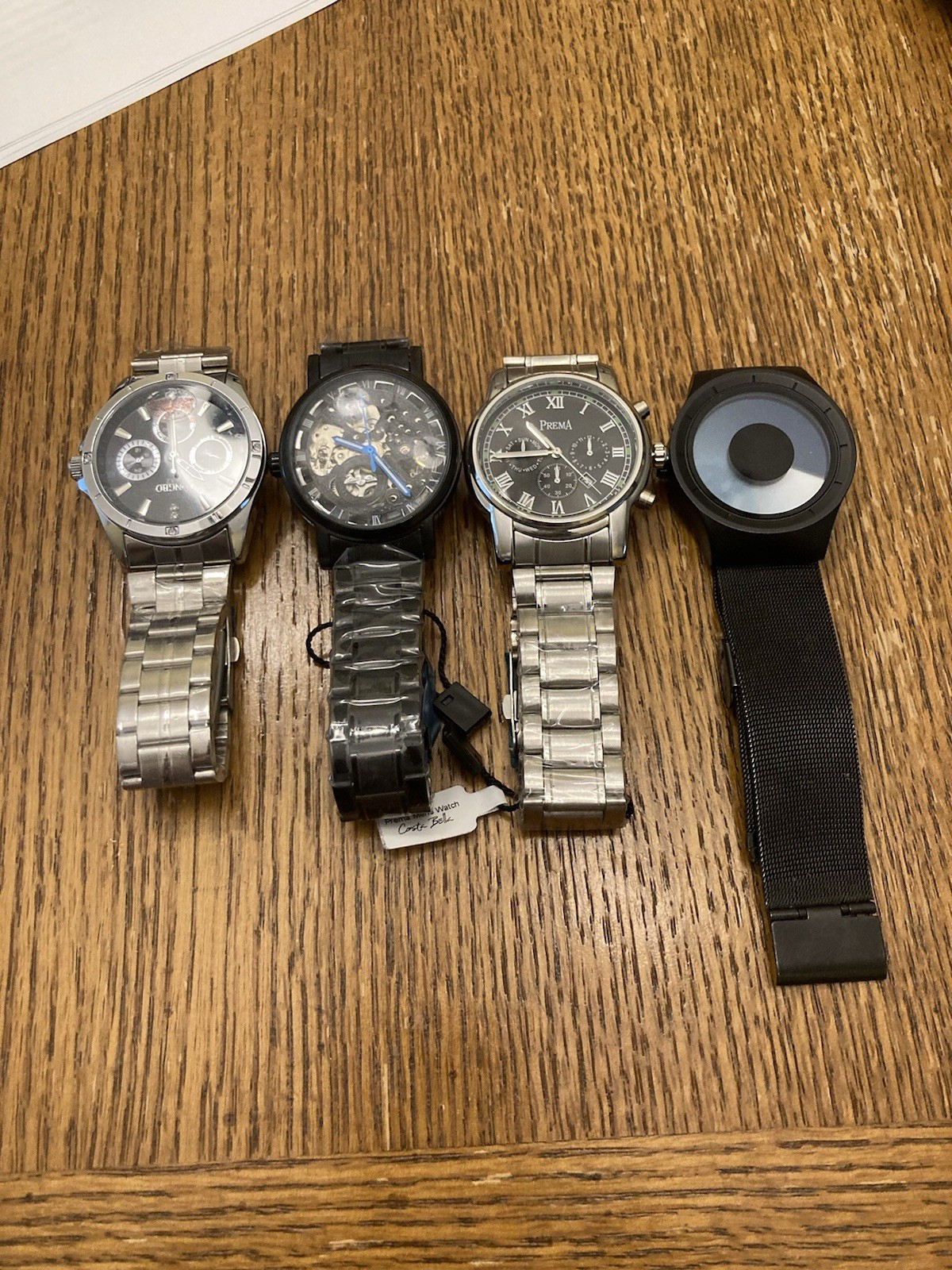 Lot of 4 Men’s Watches Skeleton Mechanical Wind Up Longbo Prema Parts Repair