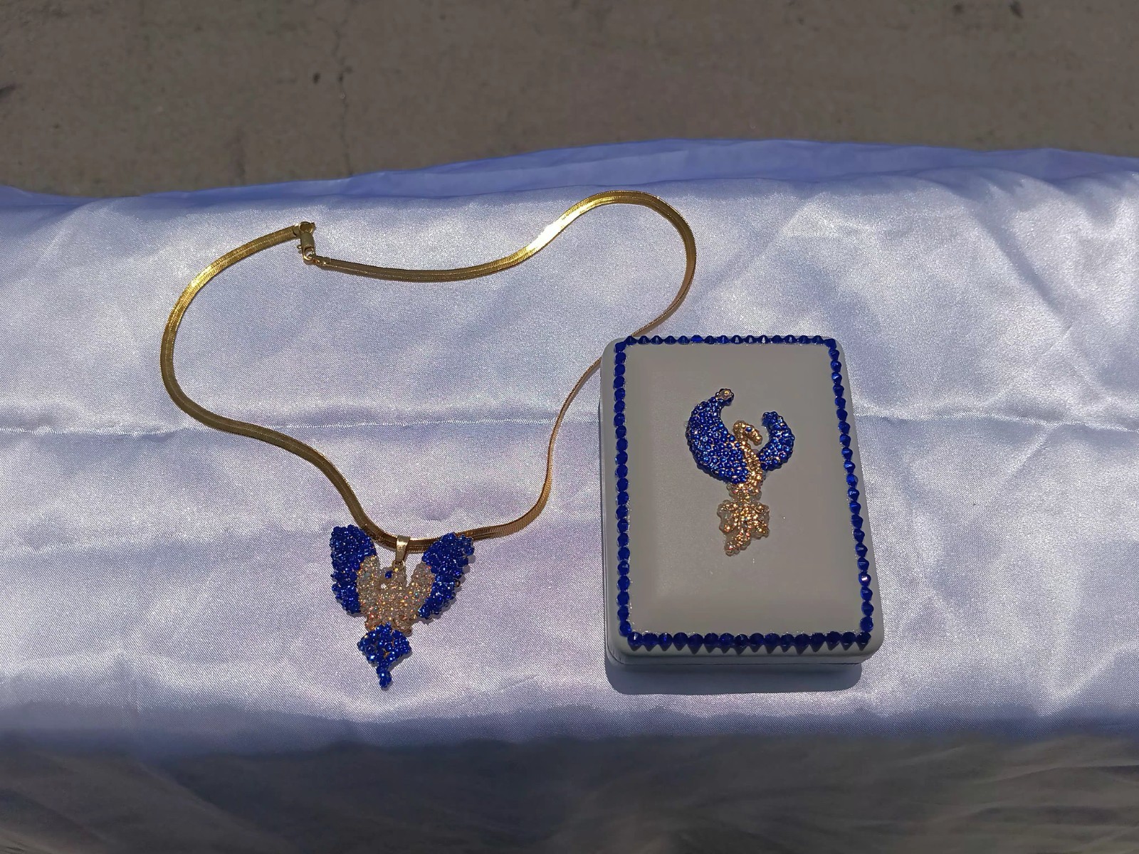 Crystal Phoenix Pendant Necklace Jewelry Set Handmade – Phoenix Gift