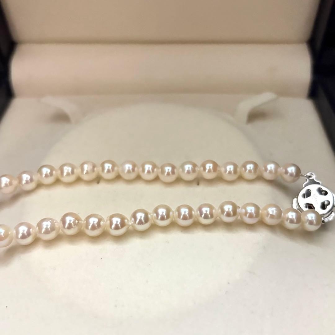 AKOYA PEARL NECKLACE 6.5 7.0MM REAL PEARL WHITE HIGH LUSTER SILVER CLASP JAPAN