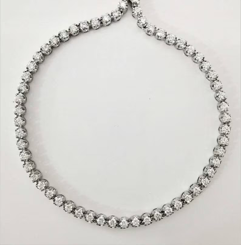 6.75 Ct Lab Grown Diamond Round Necklace EF/VS1 18″ Gift Her 925 Sterling Silver