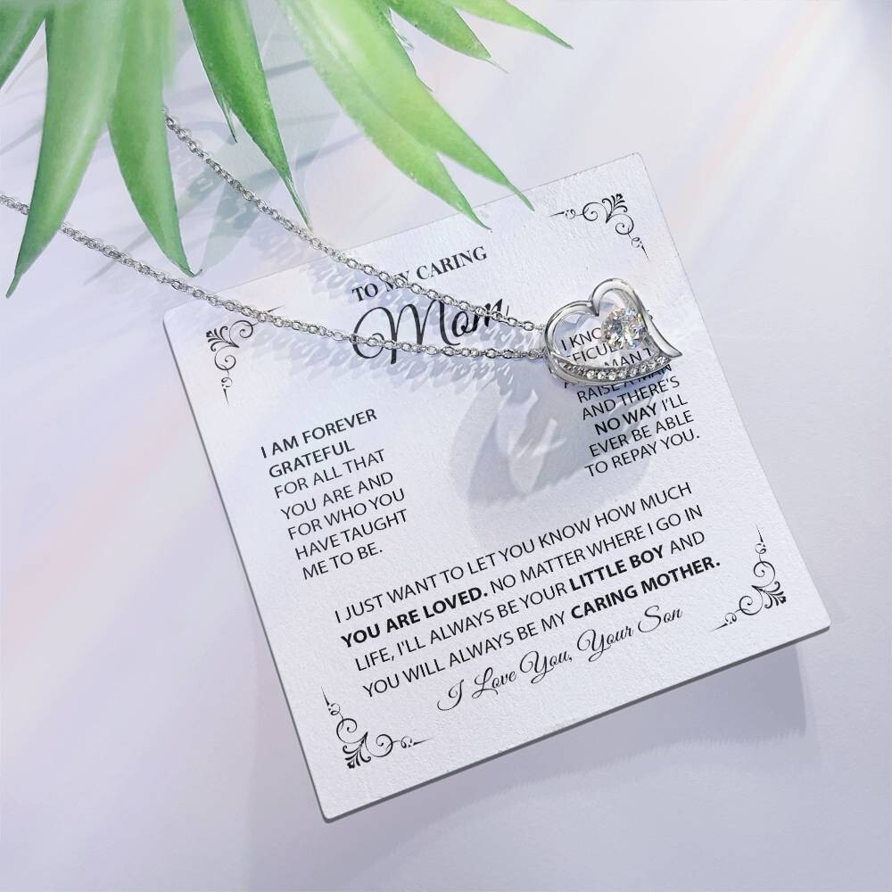 To My Caring Mum Necklace, Mother’s Day Gift from Son, Birthday Day Gift For Mum
