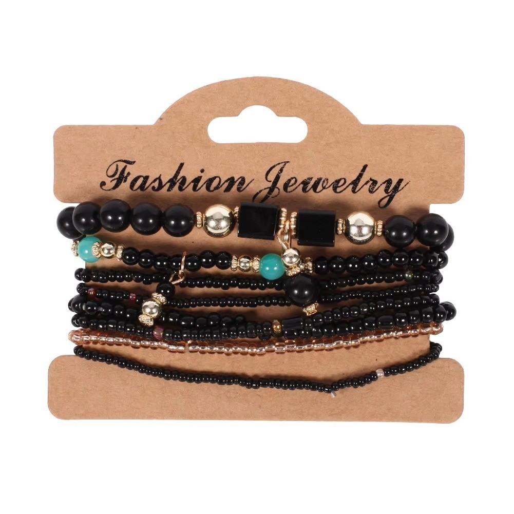 Boho Crystal Beaded Bracelet Set Colorful Stackable Bracelets Women Girls