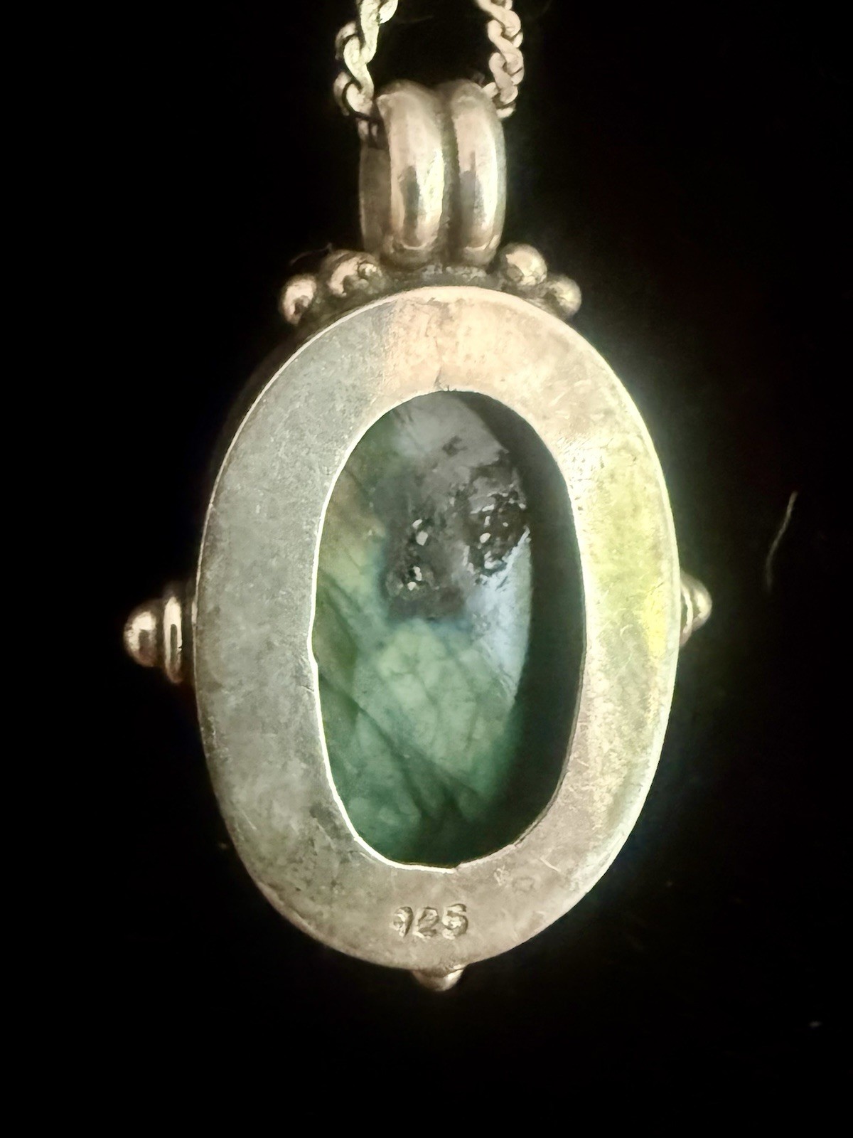Woven Sterling Silver 20 Inch Necklace W/ Labradorite Pendant (John Hardy Style)