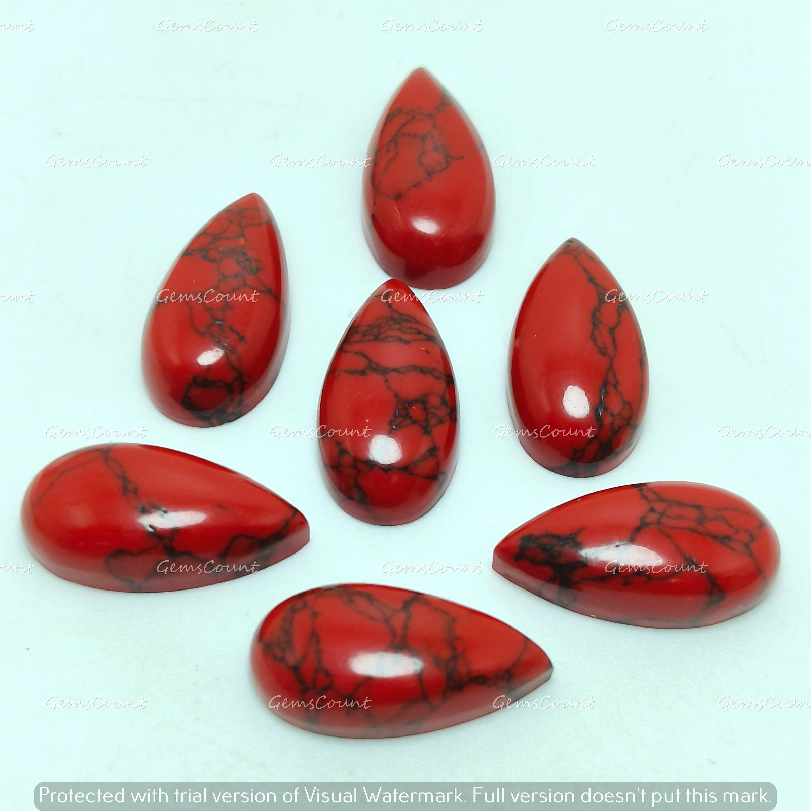 Natural Red Howlite Long Pear Cabochon Calibrated Gemstone 5x10mm-15x30mm