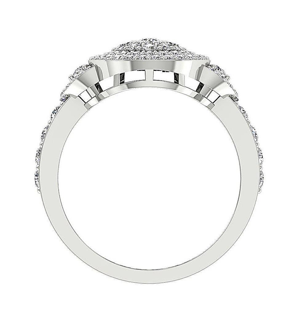 Right Hand Round Ring Natural Diamond SI1 G 1.50 Ct 14K White Gold 14.80 MM
