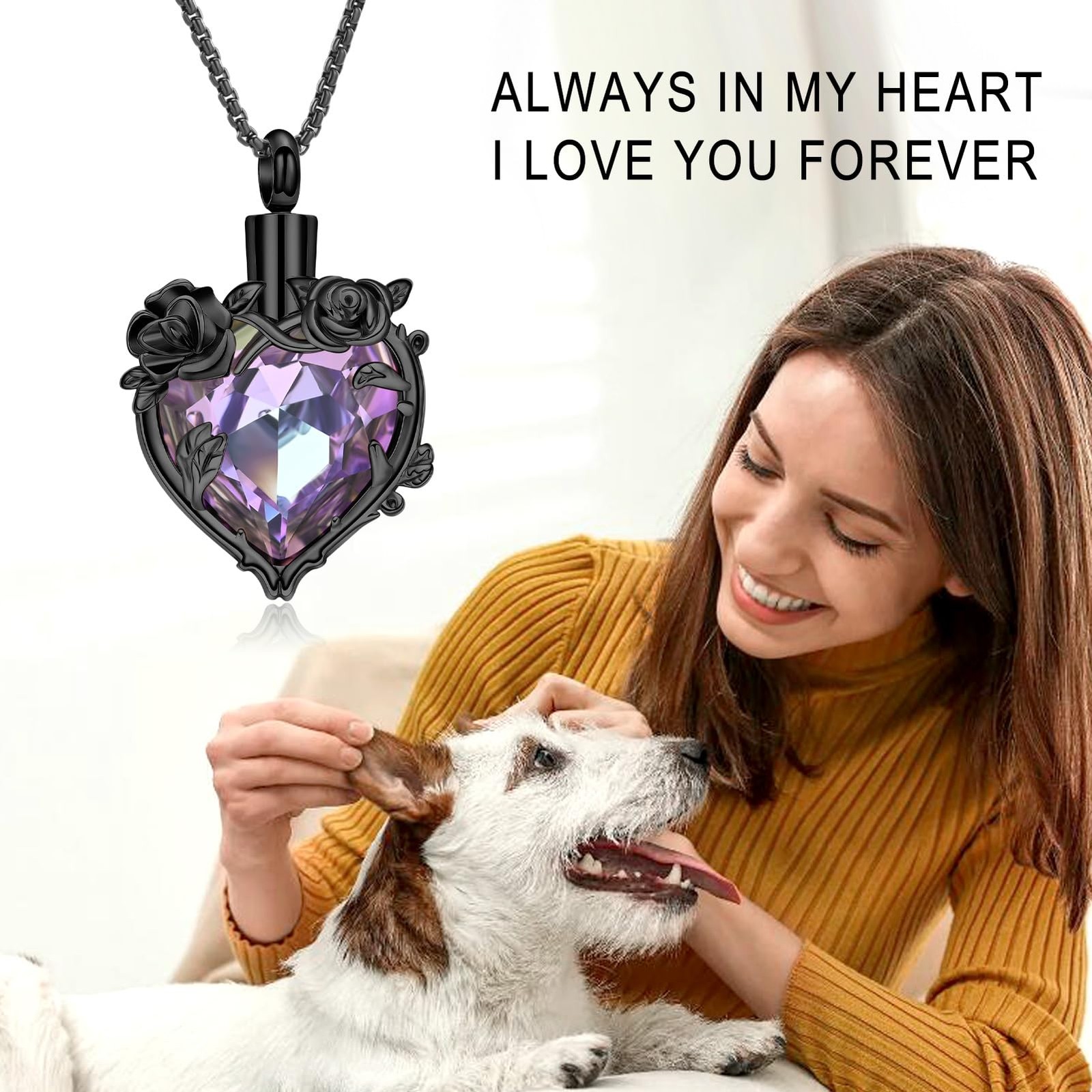 Rose Flower Cremation Urn Necklace for Ashes Heart Crystal Memorial Jewelry f…