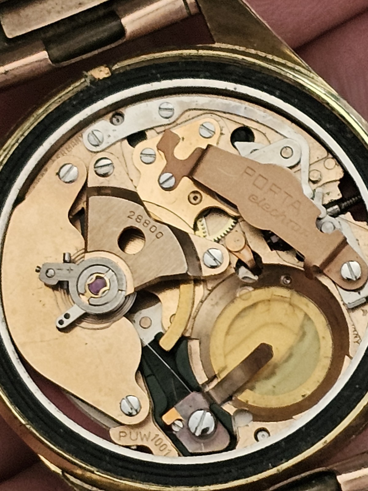 VINTAGE 1970 FEIVER ELECTRIC PUW 1001 PORTA WEST GERMANY PL OR 18CT WATCH