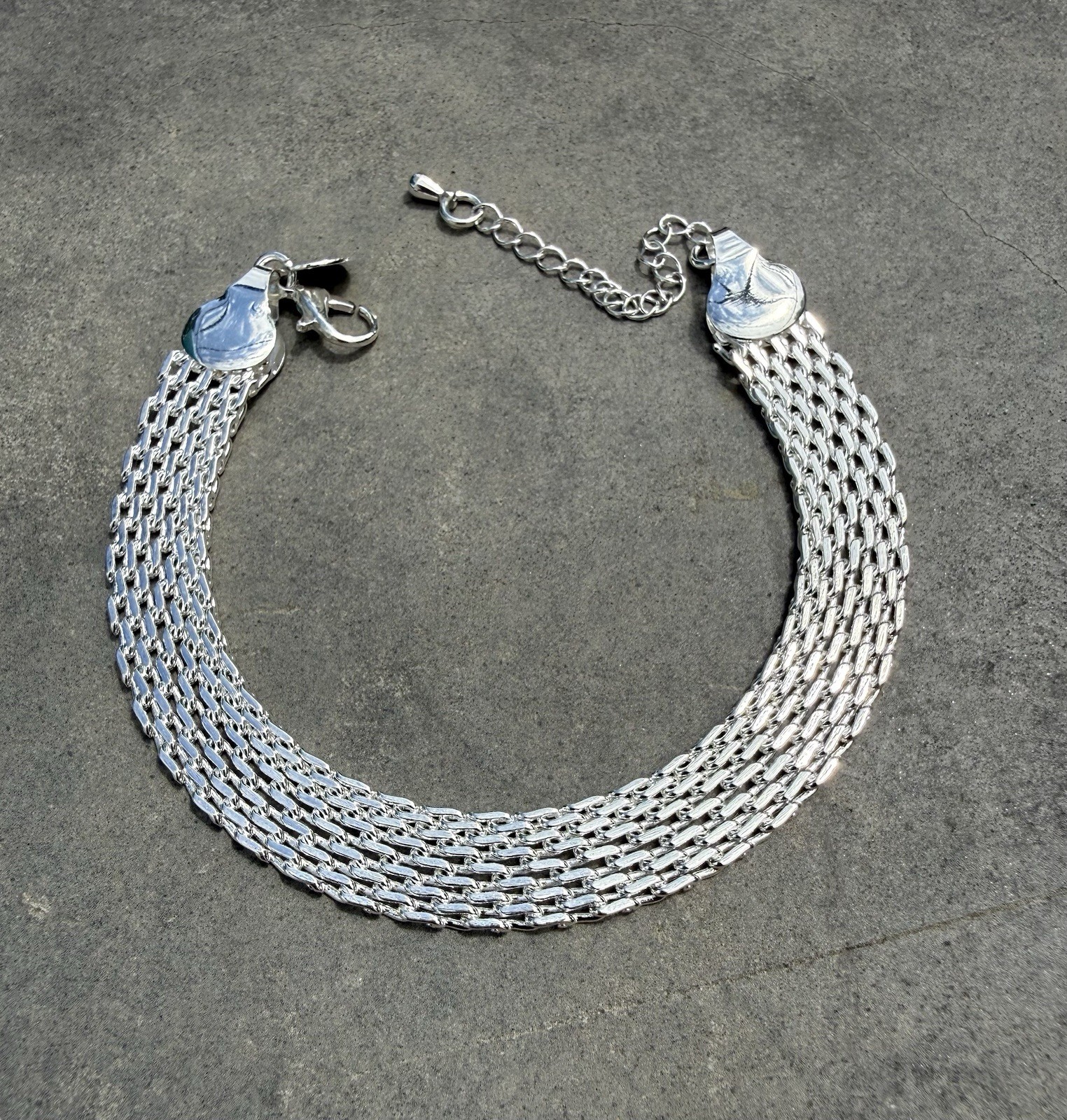 10mm Sterling Silver 925 Shiny Mesh Bracelet Adjustable 7-8.5” Inches 12.7g