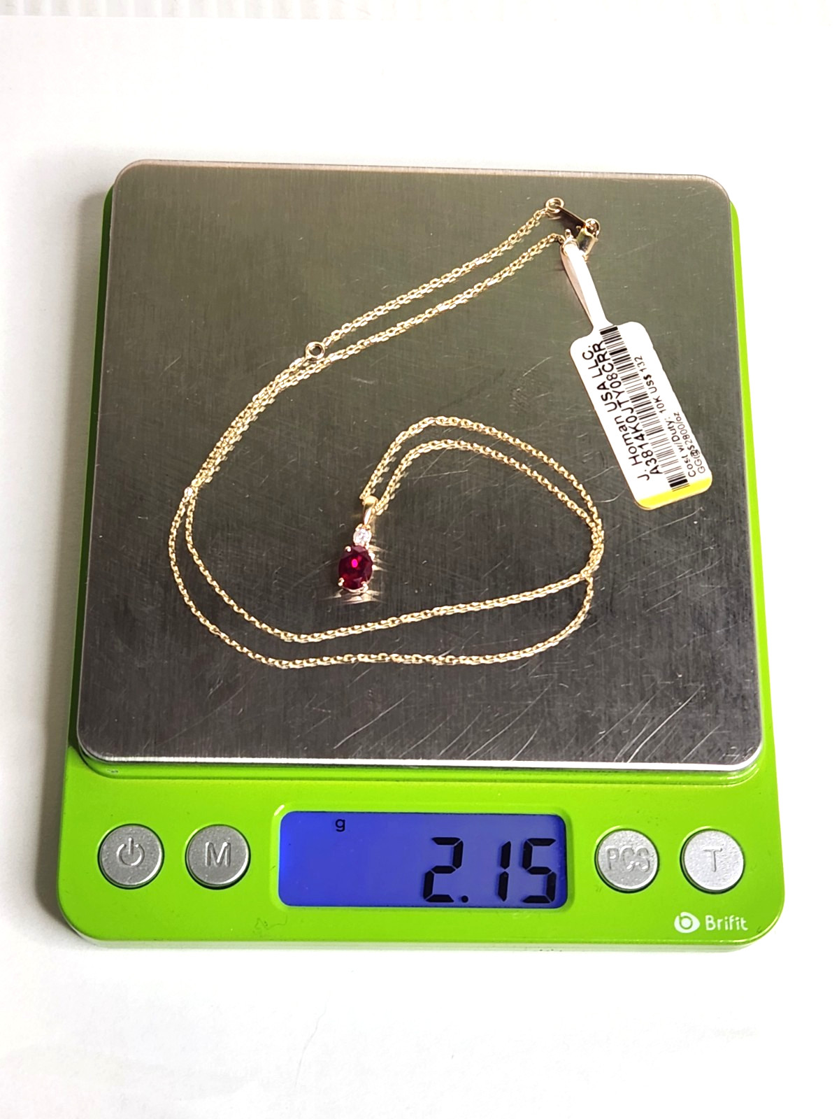 Kay Jewelers Ruby & Diamond Necklace Solid 10K Yellow Gold 2 grams Retail $479
