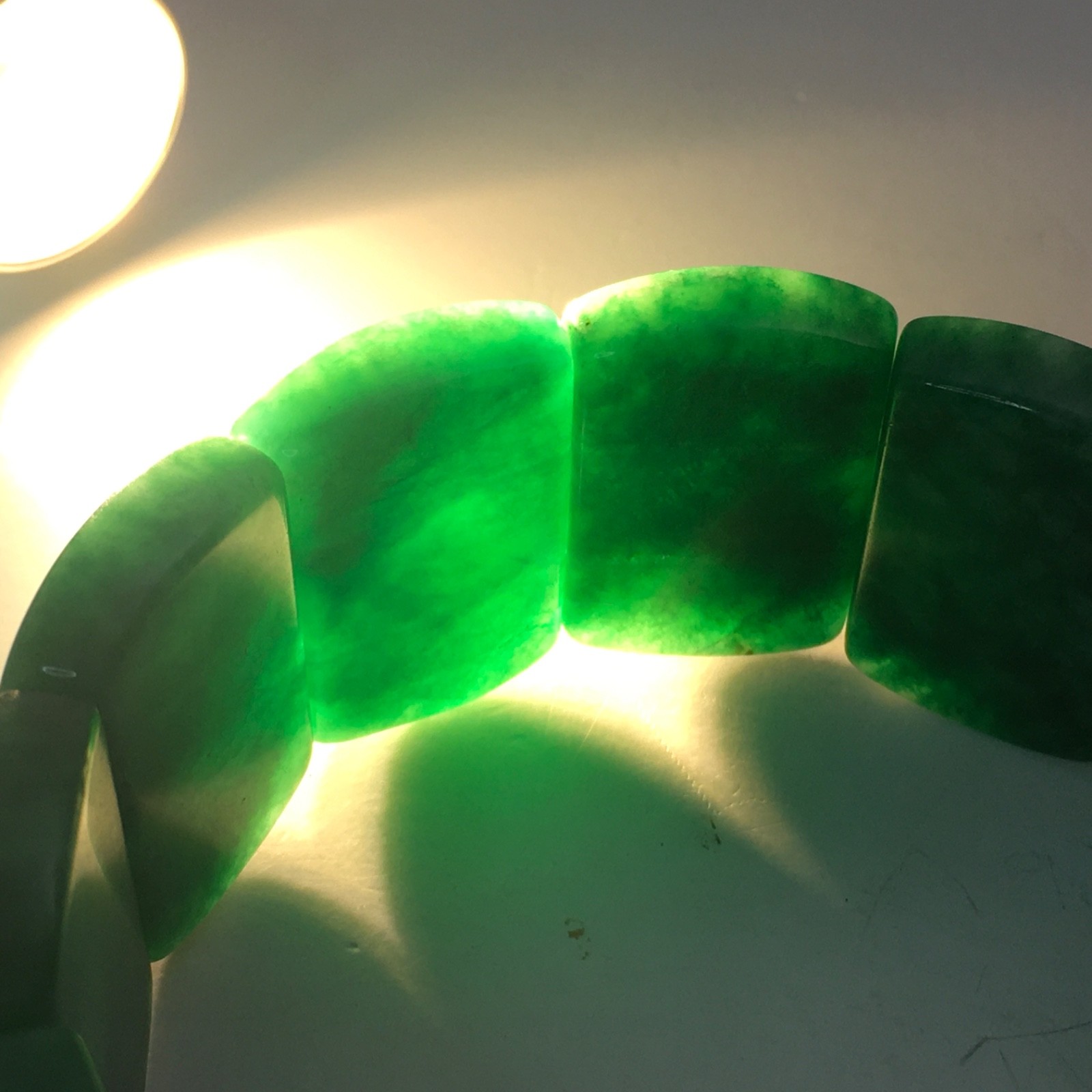 Rectangle double string natural green Jade Bracelet unisex