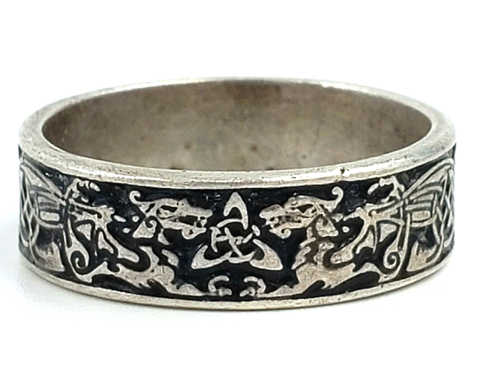 PEPI Sterling Silver Ring Size 9 Triquetra Dragon Celtic Knot Wiccan Pagan Goth