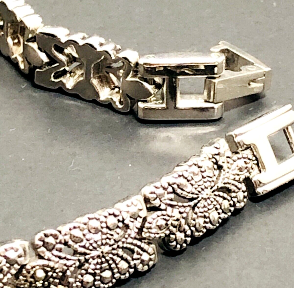 Marcacite Gemstone Bracelet Silver-Tone Vivani Classic Casual Formal 8″