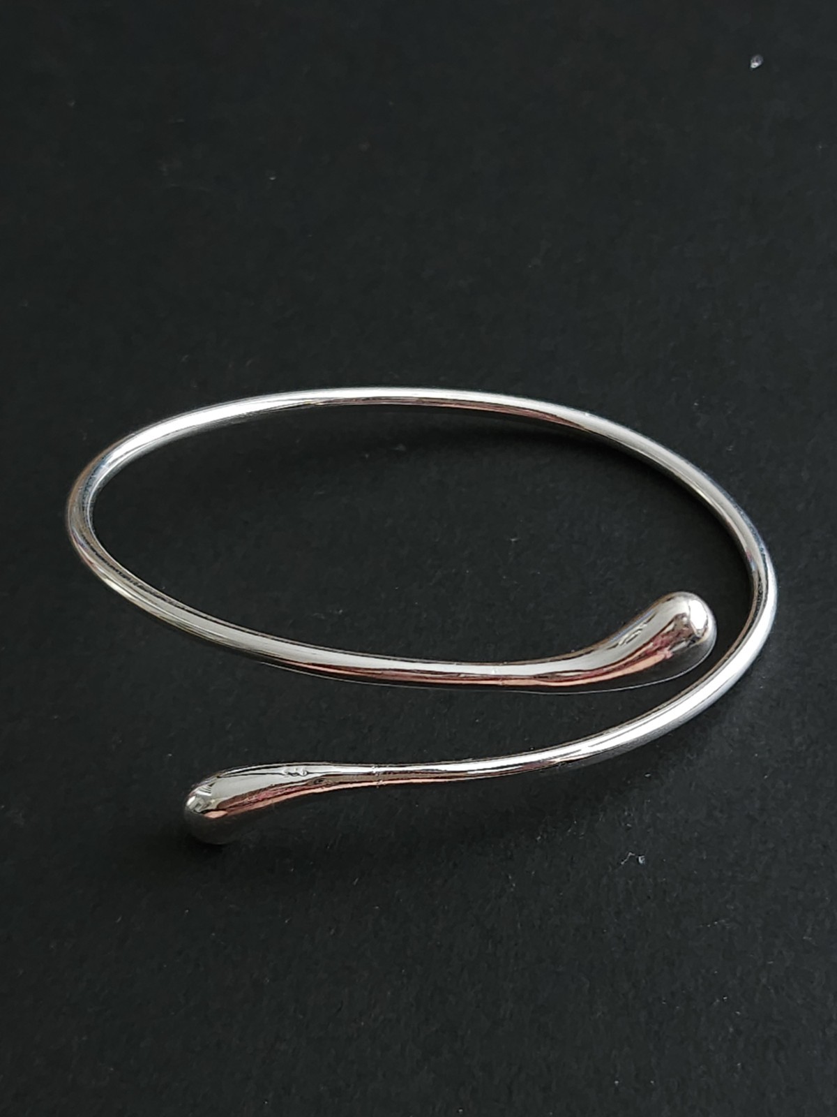 Sterling Silver Wrap Around Bangle Adjustable Liquid Teardrop Open Cuff Bracelet