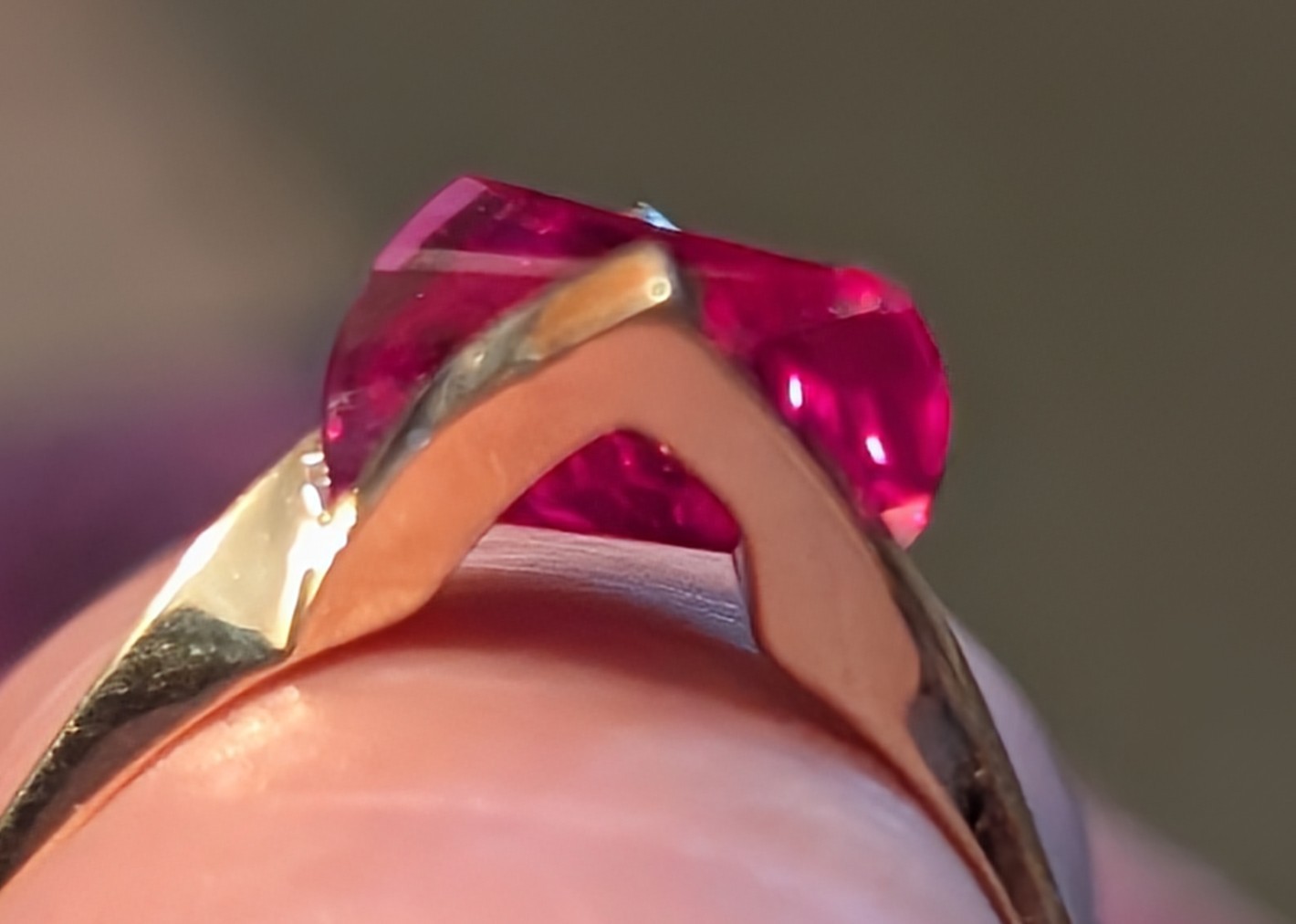 Dark Pink Strellman Lighthouse 14k Gold Ring