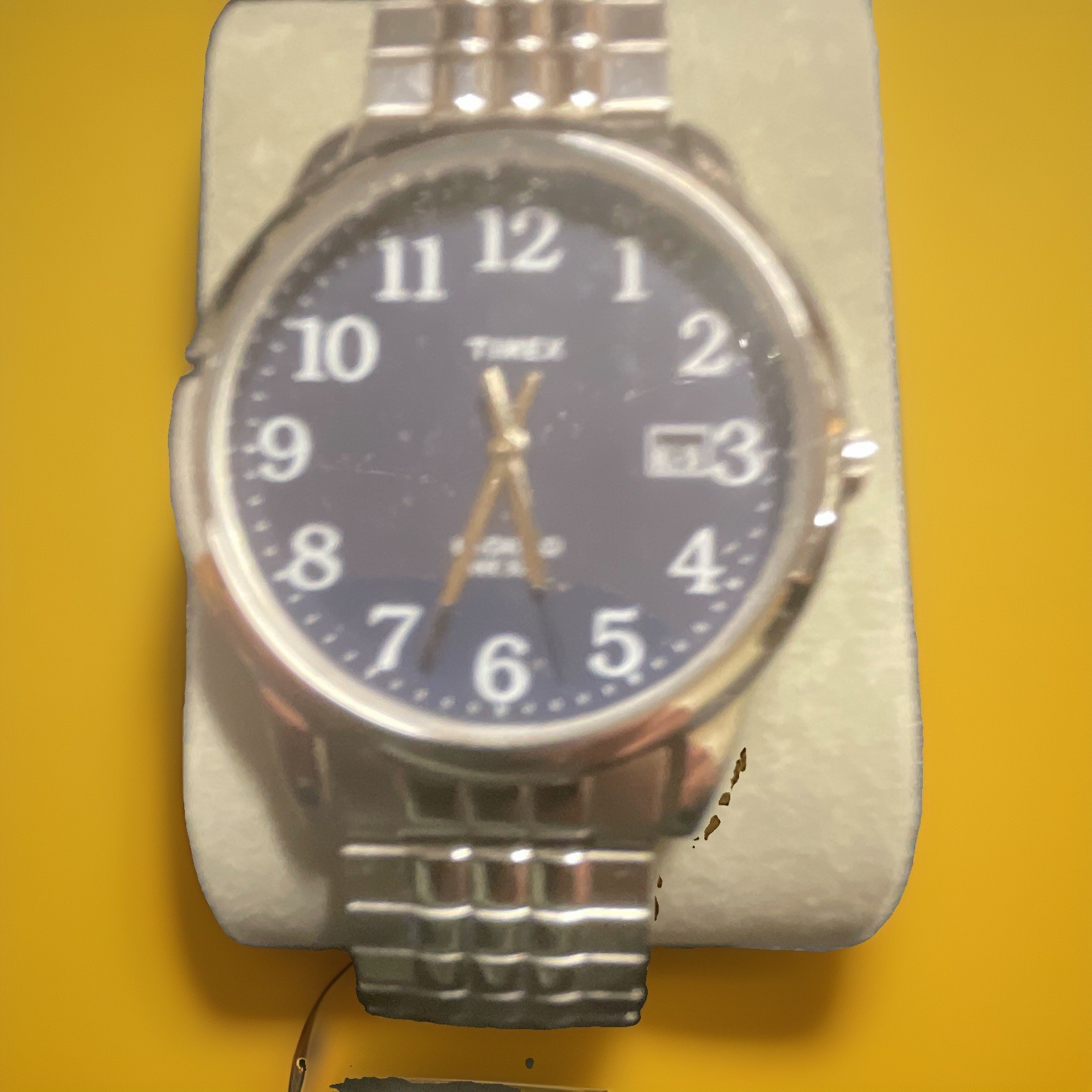 Timex Men’s Quartz Watch Blue Arabic Dial Date Silver Stainless Bracelet 30m