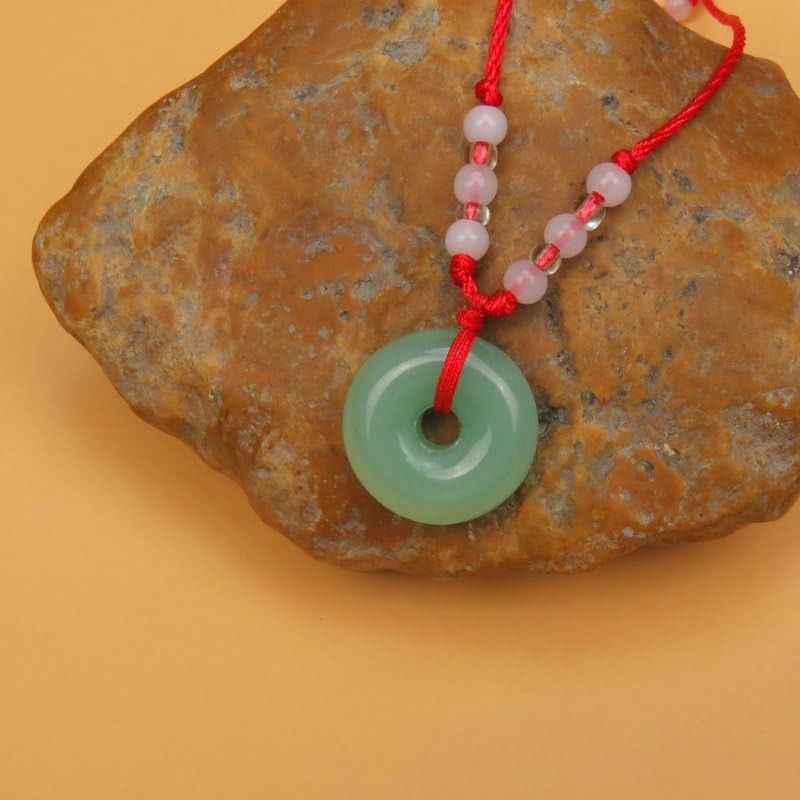 Luck-Infused Green Jade Buddha Amulet Necklace with Durable Red String – 16-26in