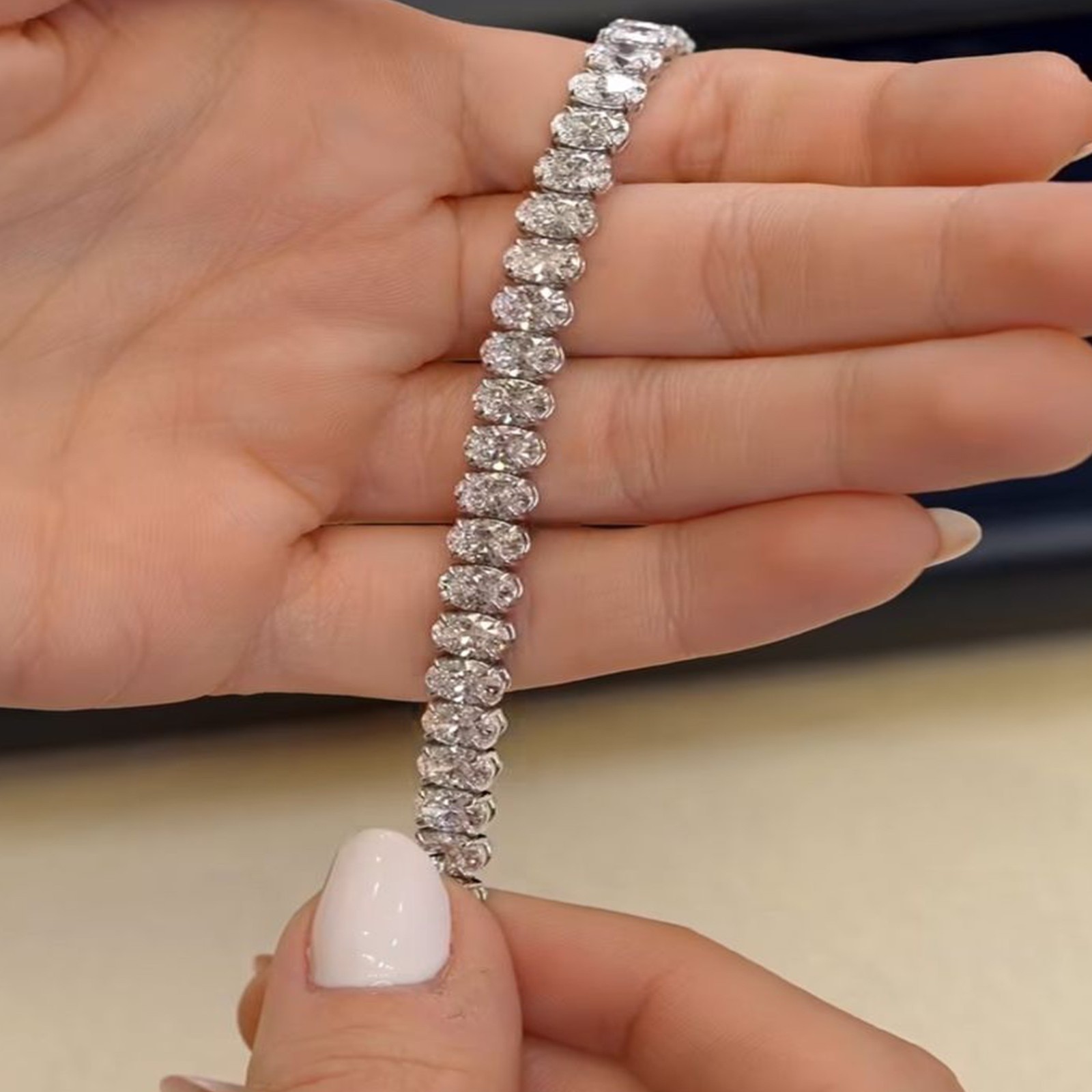 30 Ct Certified White Diamond Tennis Bracelet, 7.5 Inches 14k White Gold plated