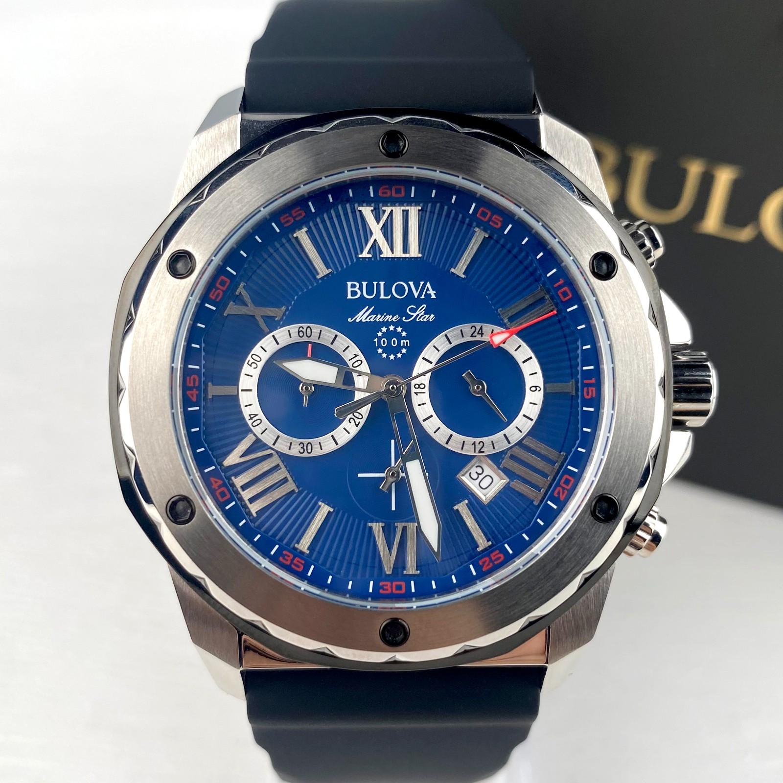 Bulova Marine Star 98B258 Men’s Watch 44MM Blue Dial Quartz Men’s Watch