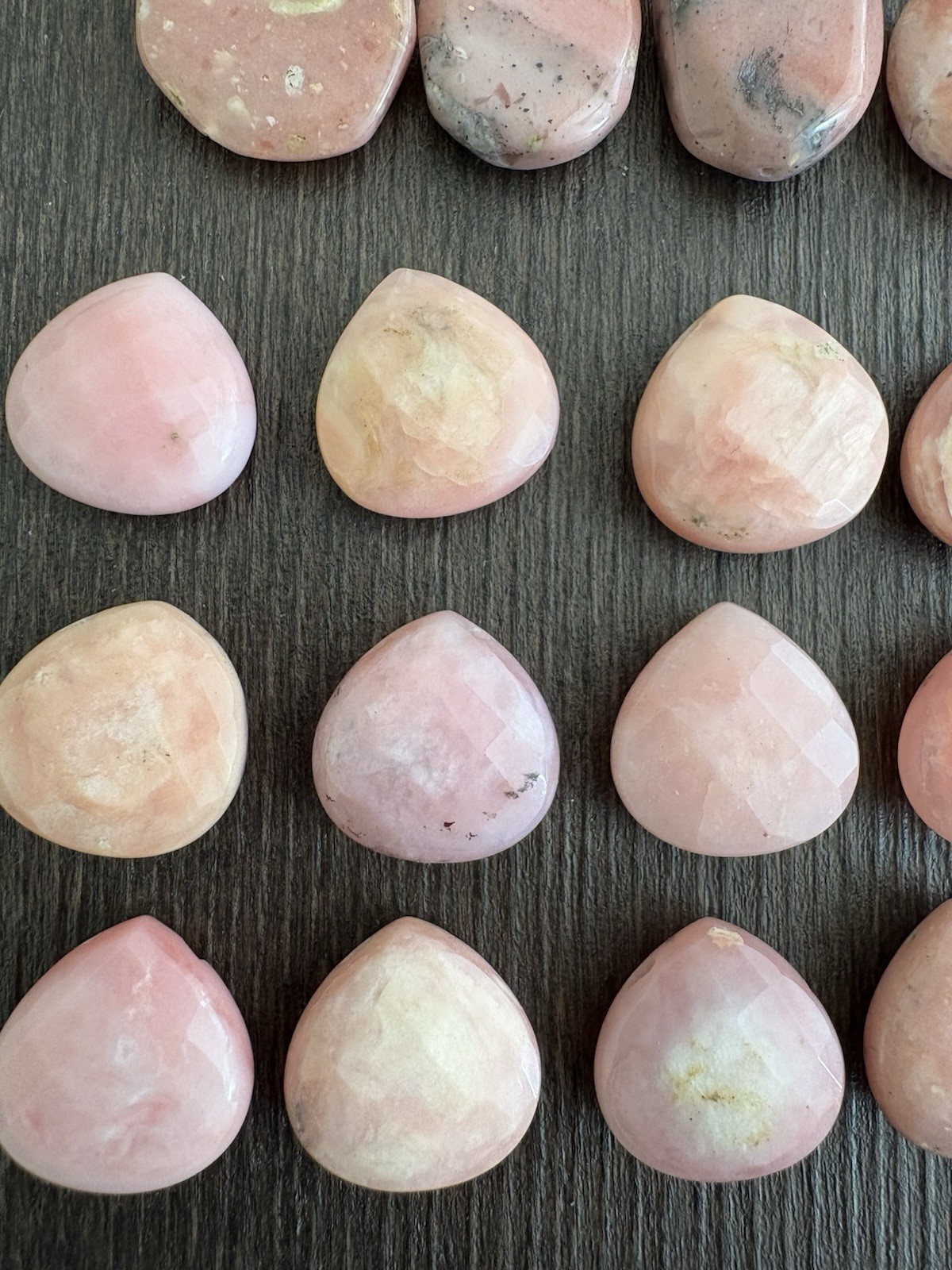 LOT of Mixed Pink Opal and Rhodonite Drops Roundelle Beads Stones Read Info