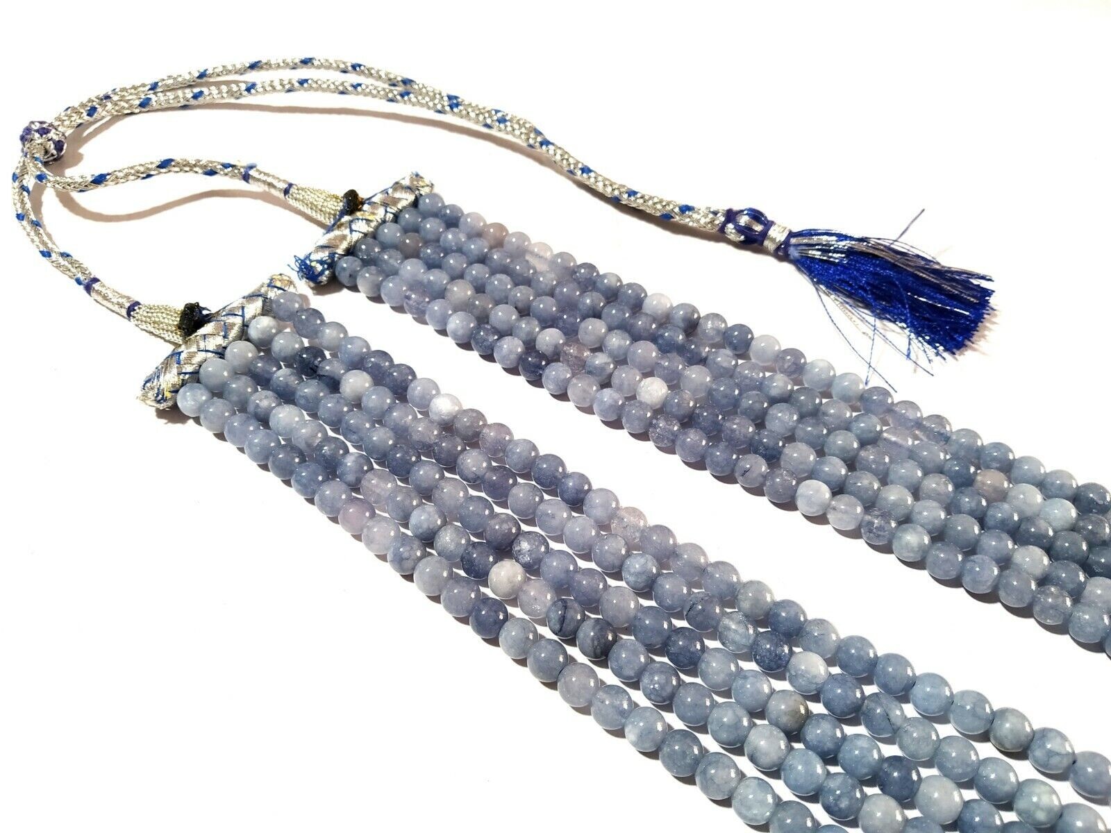 Blue Aquamarine Round Smooth 6-6.5mm Loose Gemstone Beads 16-20″Inch 1 Necklace