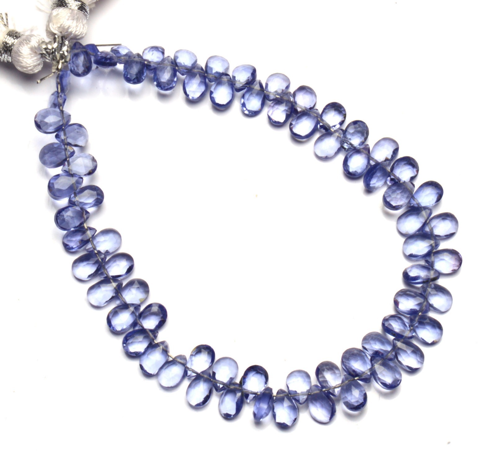 Iolite Color Quartz 5x3MM Approx. Faceted Pear Shape Briolette Beads 6″ Strand