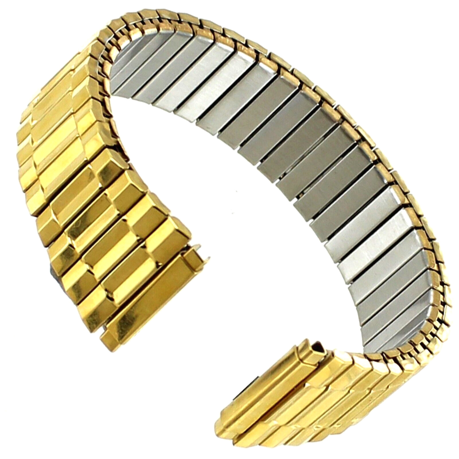 15-19mm Hirsch Bijou Stainless Steel Textured Shiny Gold Tone Watch Band 2391