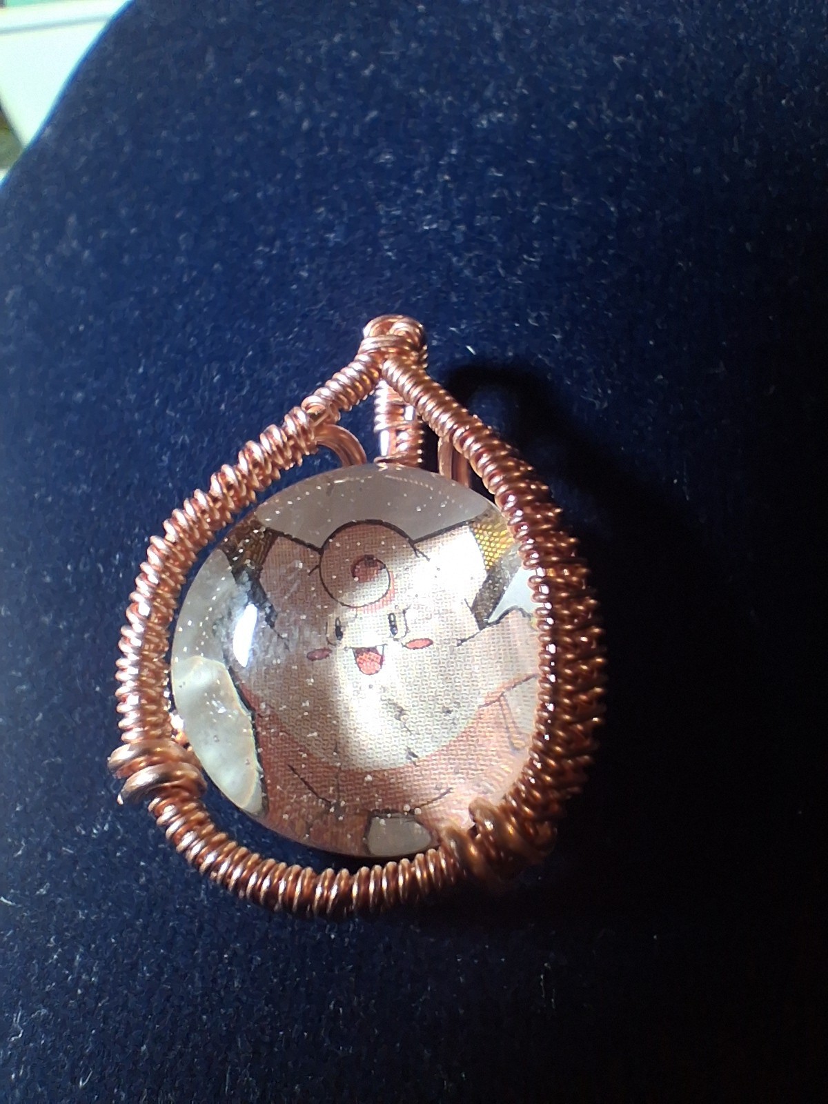 Handcrafted Copper Wire Wrapped Round Pendant Charm
