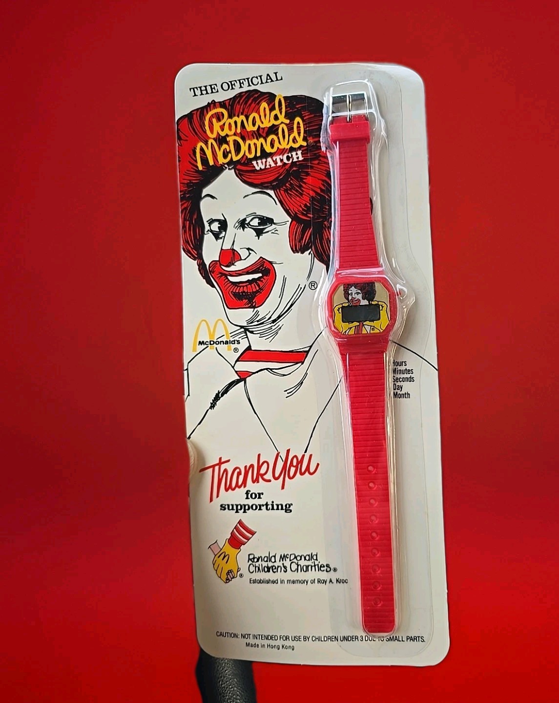 1986 McDonald’s Official Ronald McDonald Digital Watch Red Retro