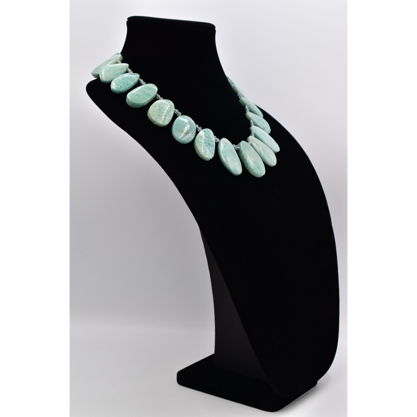 Nest Jewelry Amazonite Petal Necklace Beaded Chunky Aqua Heavy Signed Bin2