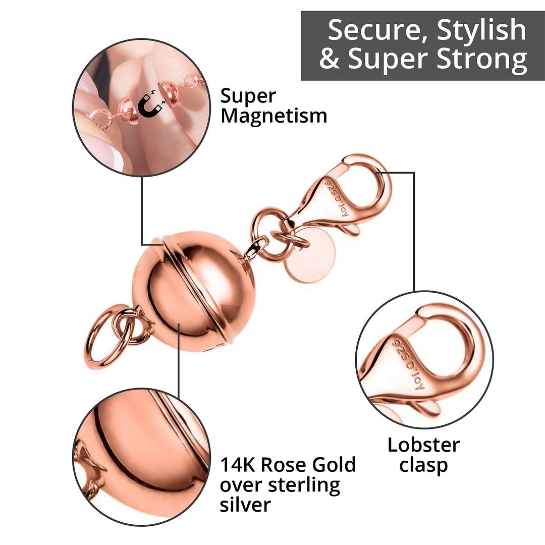 925 Sterling Silver Magnetic Jewelry Lock with Lobster Clasp for Women
