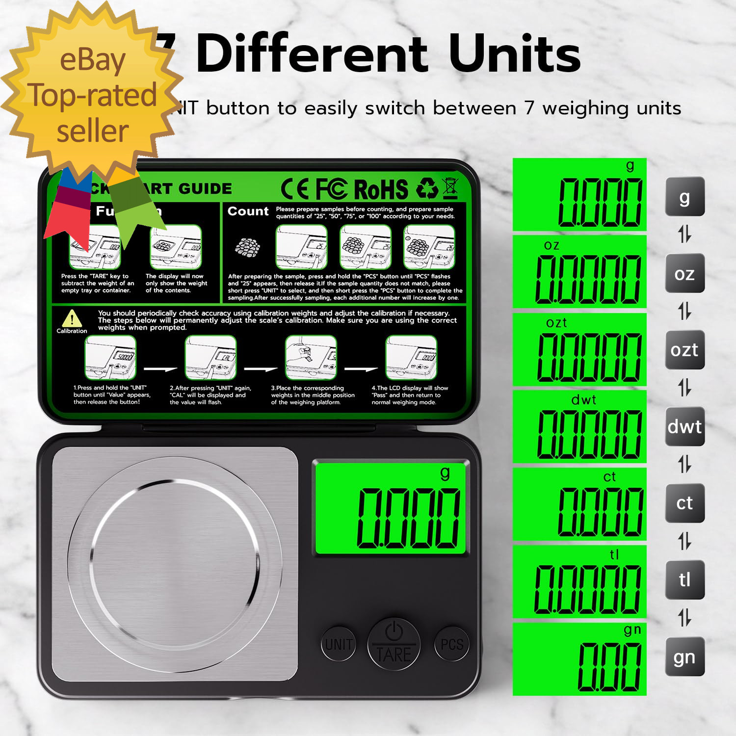 Digital Milligram Scale 50G X 0.001G, Mini Precision Scale with Tare Weight Func