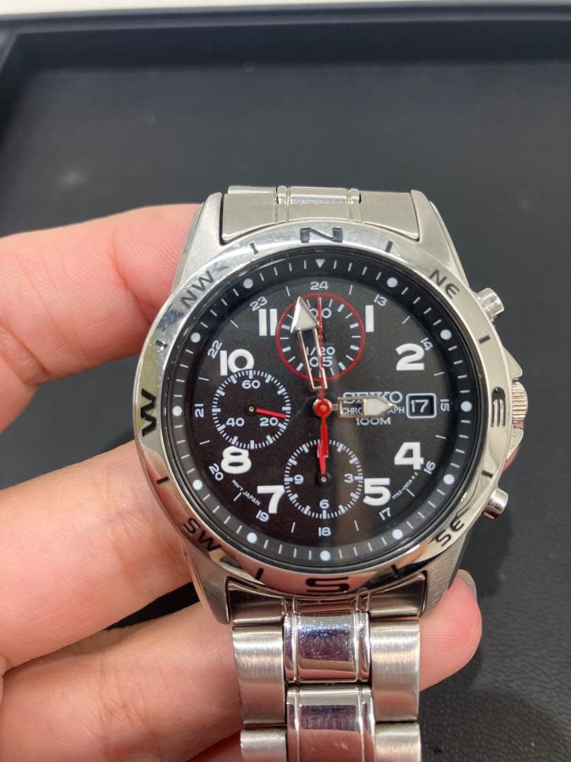 SEIKO Chronograph Stainless Steel Watch, 10 ATM W.R. [Working] 【From Japan】