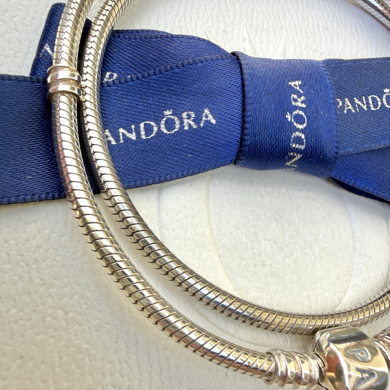 Authentic Pandora Silver Moments Snake Chain Charm Necklace 45cm #590702HV-45