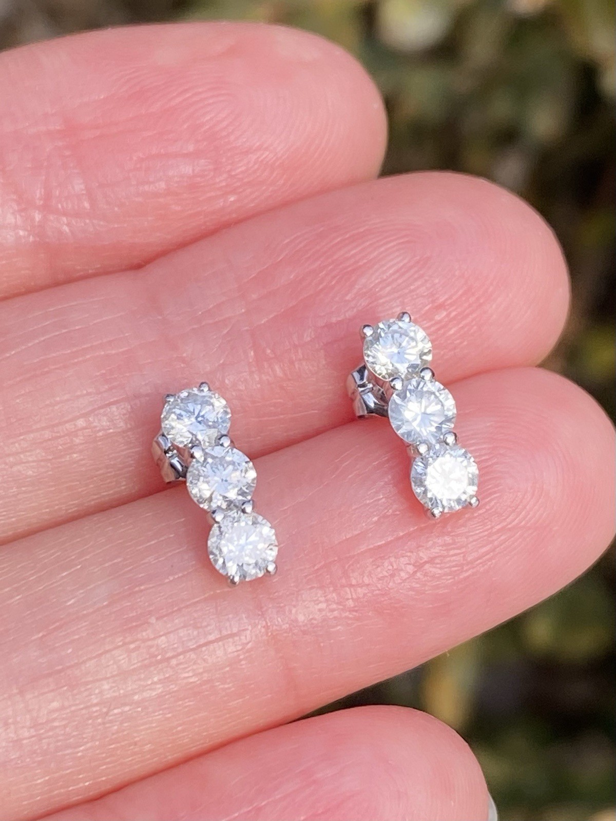 Platinum 1.00TCW 100% Natural Diamond Studs Earrings