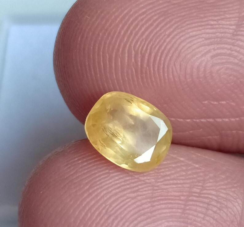 Ceylon Yellow Sapphire Cushion Cut Certified Natural Earth Mine Stone 1.63 Ct