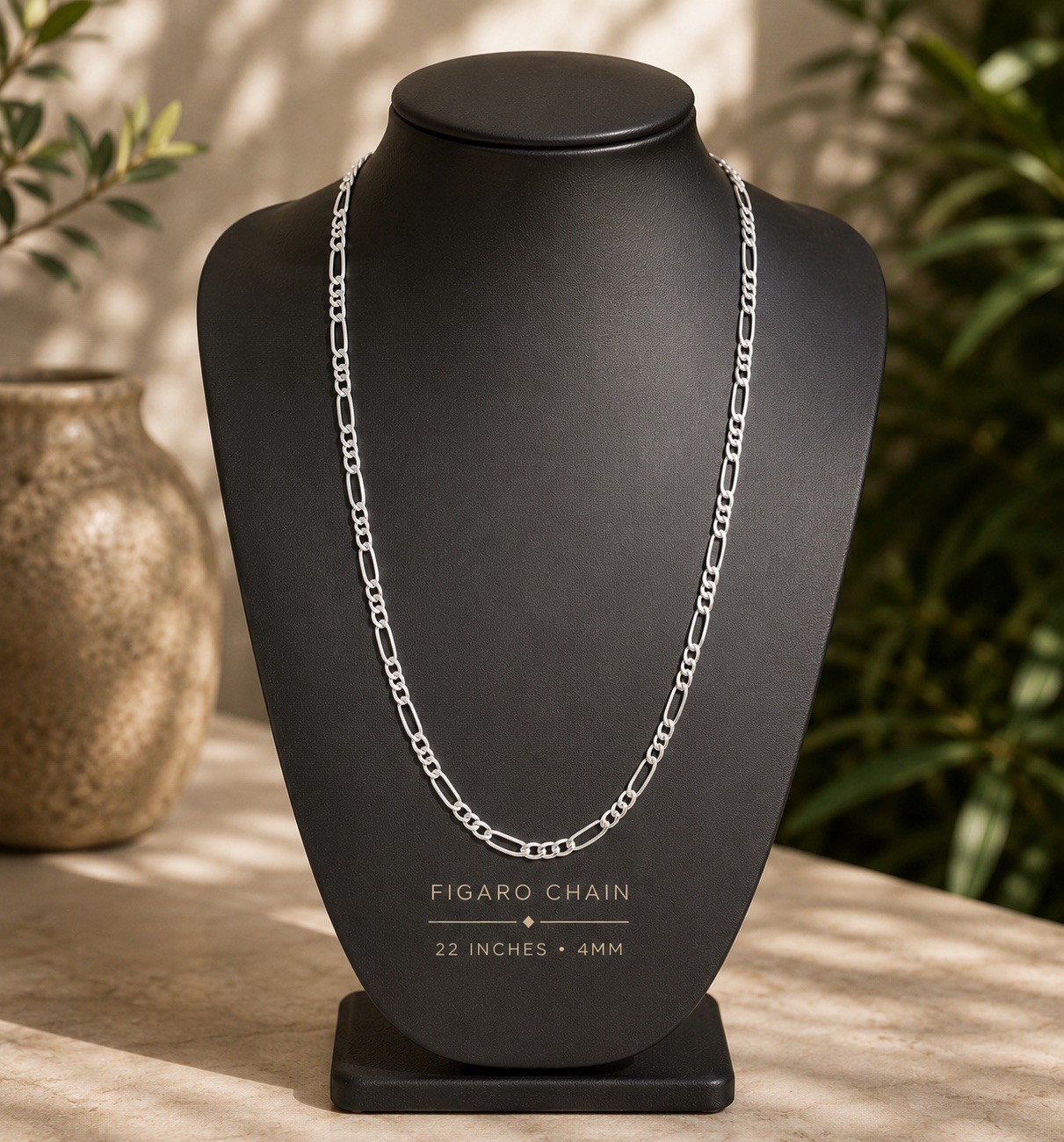 Real 925 italy Sterling Silver Figaro Solid Chain Necklace 18,22,24,30