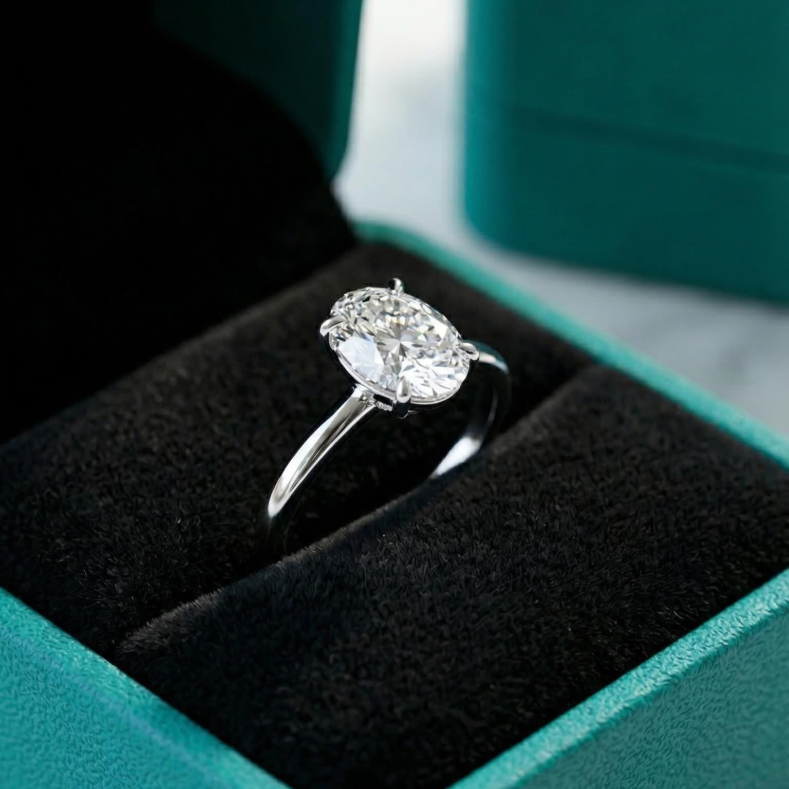 Radiant Charm Oval Cut Simulated Diamond Solitaire Ring For Proposal Anniversary