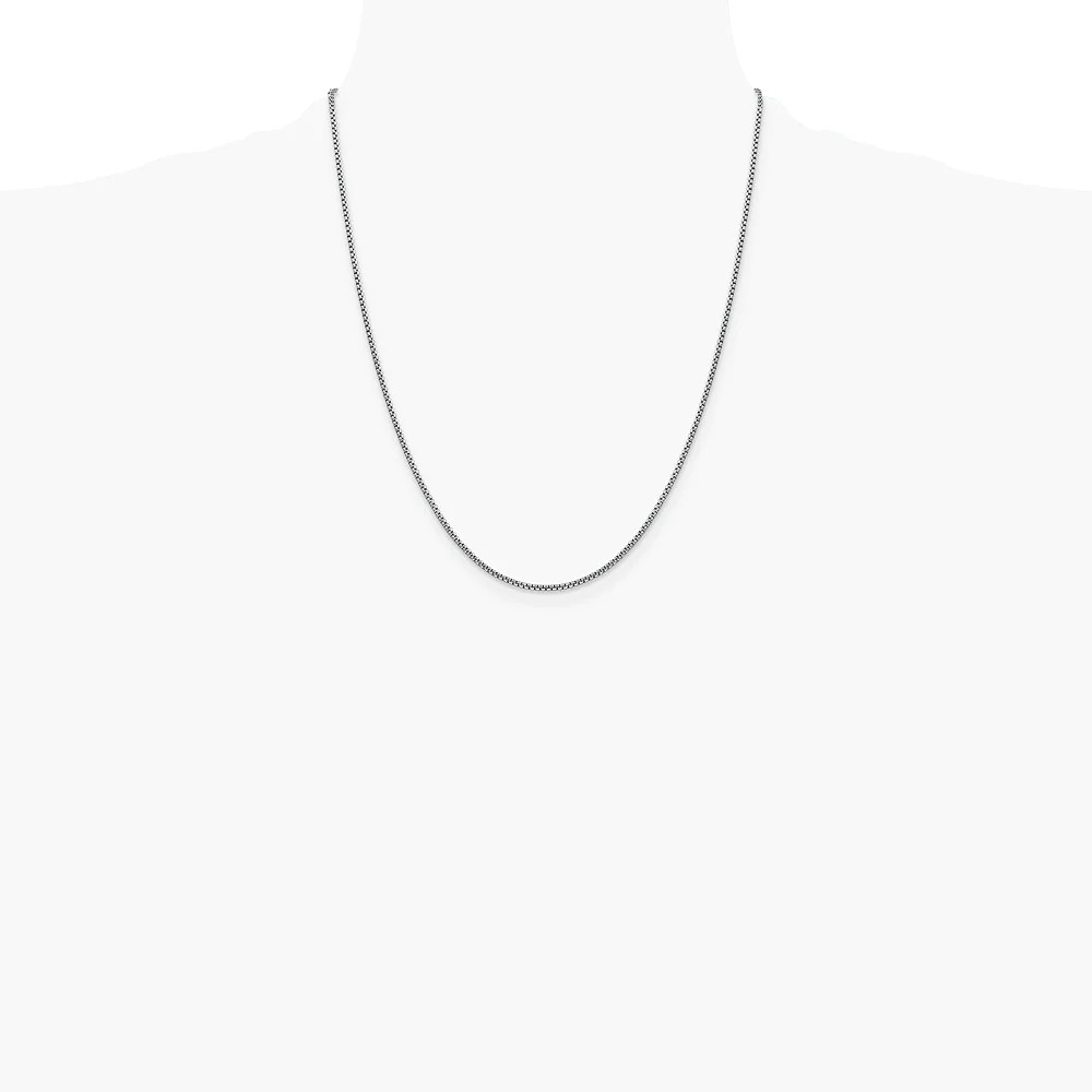 14K White Gold 1.5mm Semi-Solid Round Box Chain Necklace 16″-30″