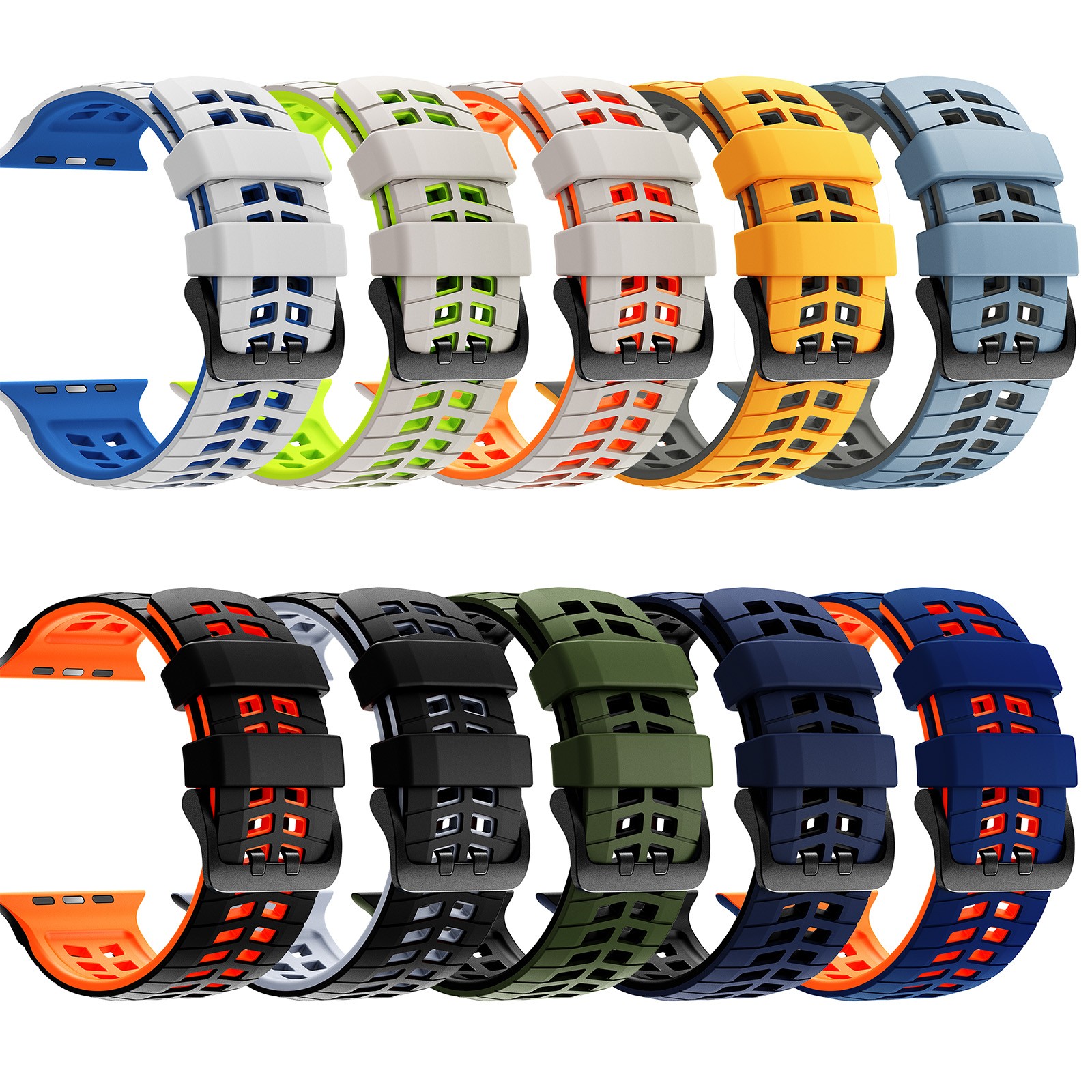 Rugged Silicone Band for Apple Watch Ultra /Series 11 10 9 8 7 6 SE Sport Strap