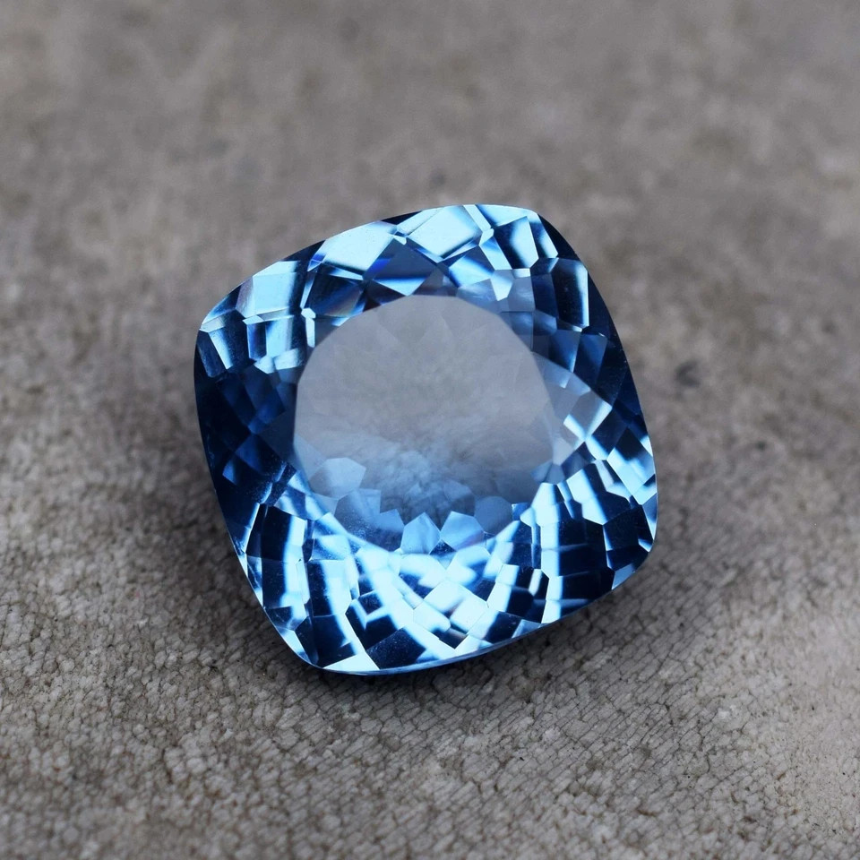 18.80 CT Natural Sky Blue Aquamarine Cushion Cut Certified Gemstone From Brazil