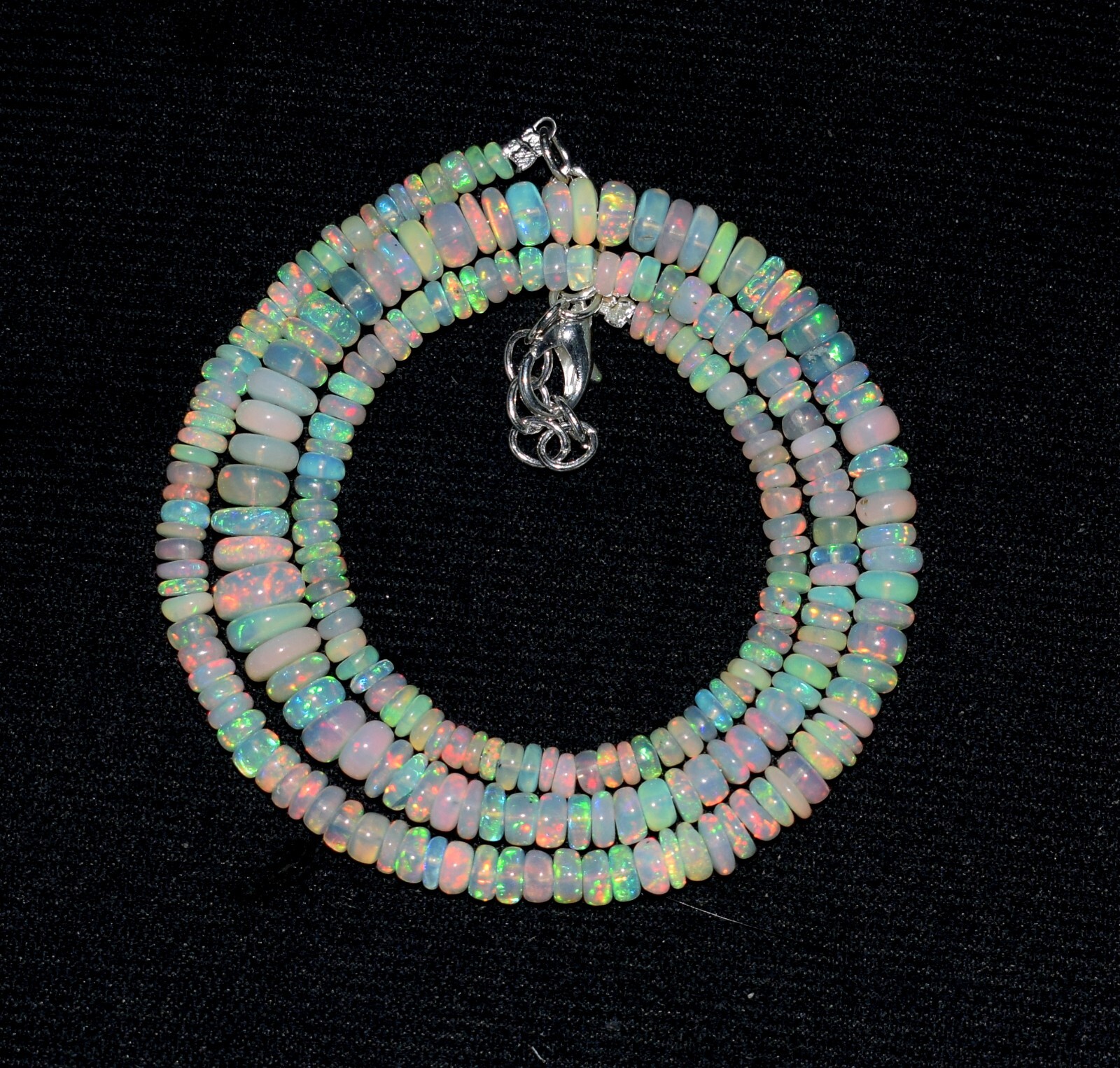 A++ 100%Natural Ethiopian Opal Welo Fire Opal Gemstone Beads Necklace”16