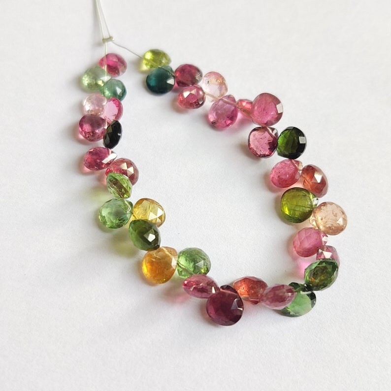 AAA+ Multi Tourmaline Faceted Pear Shape Gemstone Beads 8” Strand Craft Jewelry