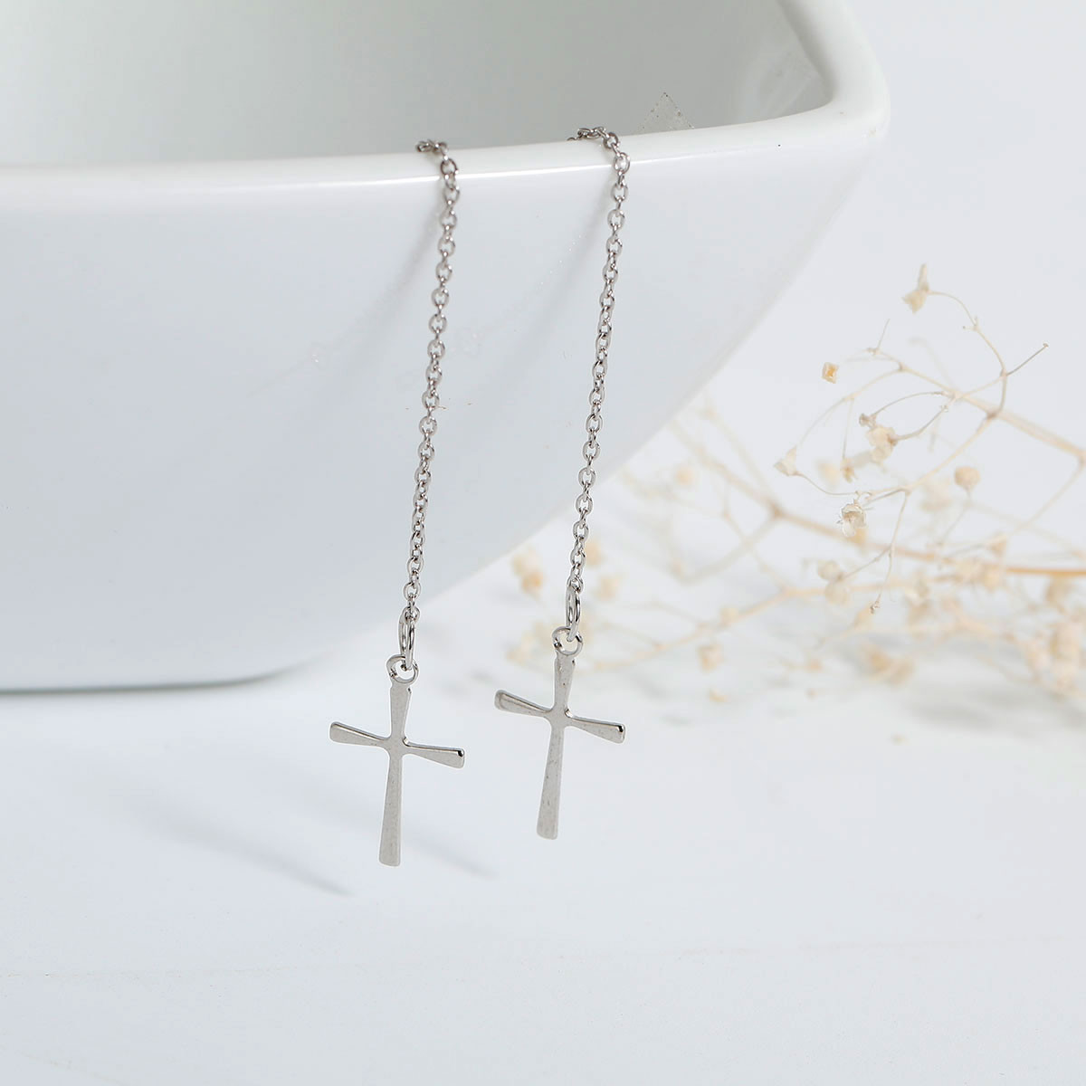 Sexy Sparkles Stainless Steel Ear Thread Threader Earrings Drop Dangle Earrings