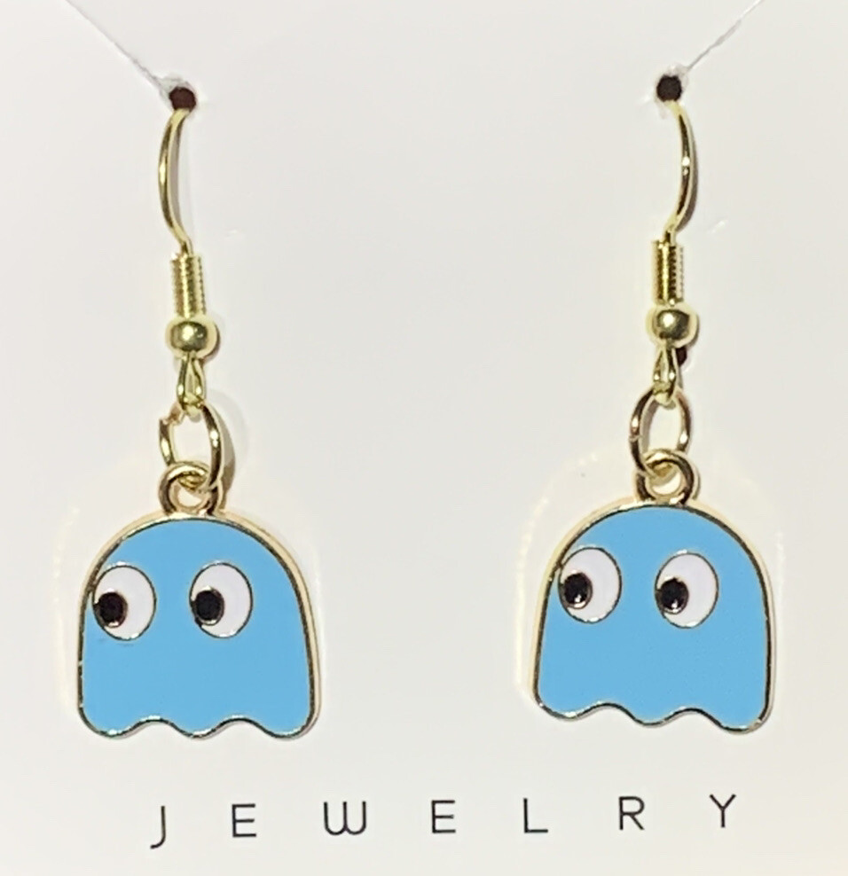 Gold Ghost From Pac-Man & Ghost Drop Dangle Earrings!!