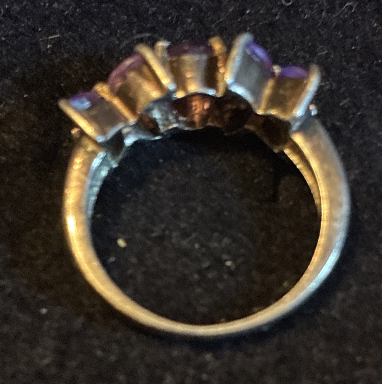 SS 925 Tanzanite/CZ Flower Ring Sz 6.5 QJ Stamp