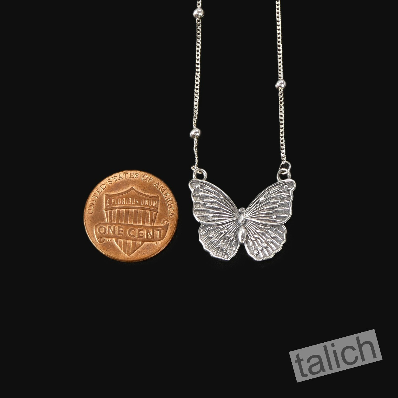 925 Sterling Silver Open Wing Butterfly Pendant Slender Chain Necklace Chic